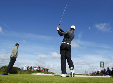 Tiger Woods took in a practice round at Royal Lytham & St. Annes Golf Club yesterday.
