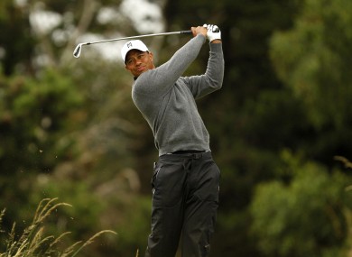 Woods during the second practice day for the British Open this morning.
