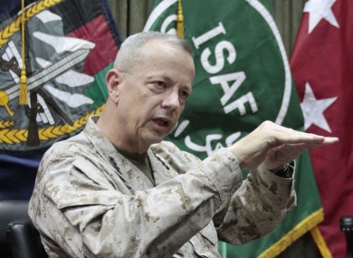 U.S. Gen. John Allen, top commander of the NATO-led International Security Assistance Forces (ISAF) and US forces in Afghanistan