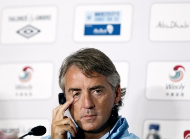 Manchester City manager Roberto Mancini in Beijing today.