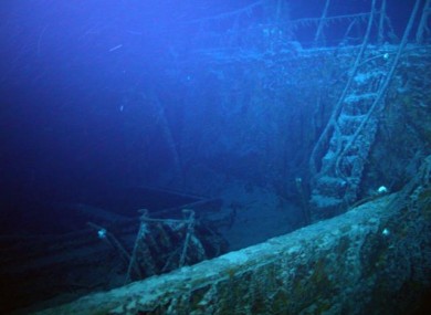 A ladder leading to the forecastle deck of the SS Gairsoppa shipwreck