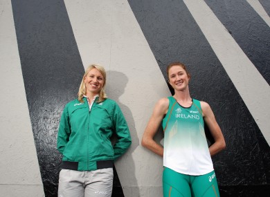 Catriona Cuddihy, left, pictured with her sister Joanne at the announcement of Ireland's Olympic squad earlier this week.