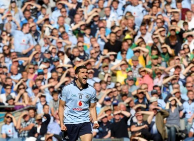 Dublin's Bernard Brogan celebrates a late point against Meath.