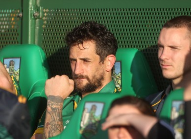 Kerry's Paul Galvin takes his place on the subs bench after being sent off at the weekend.