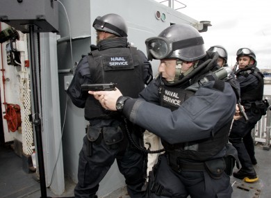Irish naval personnel take part in an operational display