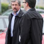 (left) arrives for the funeral service of Eugene Moloney at the Church of Our Lady Queen of Peace, Merrion Road, Dublin. Photo: Laura Hutton/Photocall Ireland
