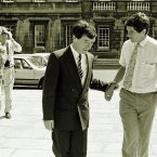 Talking to Seamus Brennan after the 1989 elections. PIC EAMONN FARRELL/PHOTOCALL IRELAND