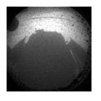 One of the first images taken by the rover on Mars shows its shadow. (Image: NASA/JPL-Caltech)