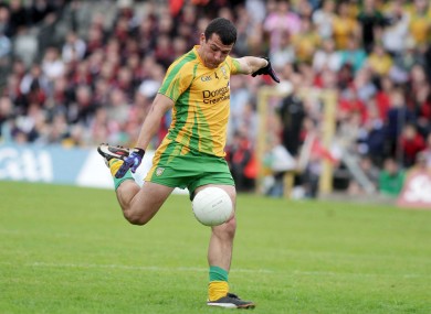 Donegal's Frank McGlynn scores a goal in the Ulster final against Down.