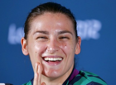 Ireland's Olympic Gold medalist Katie Taylor during the post fight press conference.