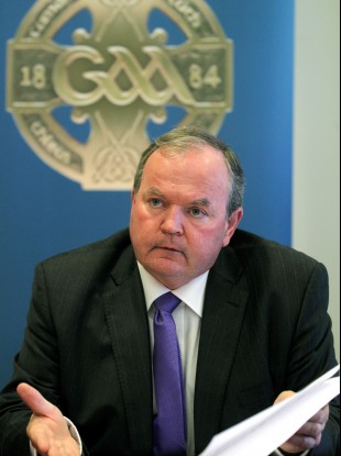 Uachtarán Liam Ó Néill speaking today.