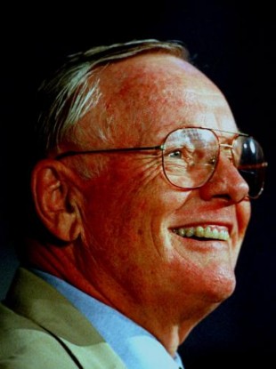Neil Armstrong at a press conference in 1999.