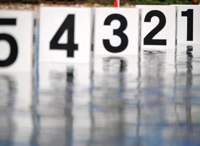 A general view of the lane markers at the Shunyi Olympic Rowing and Canoeing Park, at the 2008 Olympic Games in Beijing.