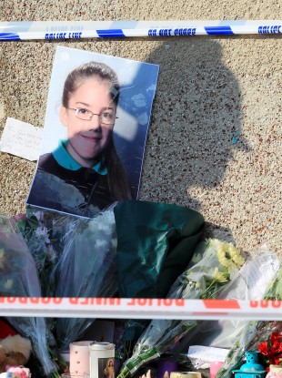 A makeshift memorial to Tia Sharp in New Addington