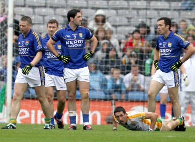 Kerry players Tomas O'Se, James O'Donoghue, Bryan Sheehan and Brian Maguire towards the end of Sunday's game.