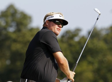 Carl Pettersson watches a tee shot from the 16th tee during the first round of the Wyndham Championship.