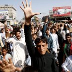 Afghans shout anti-US slogans in the city of Jalalabad, east of Kabul, Afghanistan today during a protest against an anti-Islam film which depicts the Prophet Muhammad as a fraud, a womanizer and a madman. (AP Photo/Rahmat Gul)