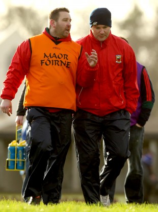 Mayo trainer Cian O'Neill with team manager James Horan.