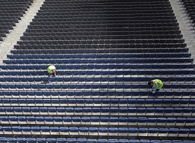 Croke Park staff prepare the stands ahead of the weekend's game.