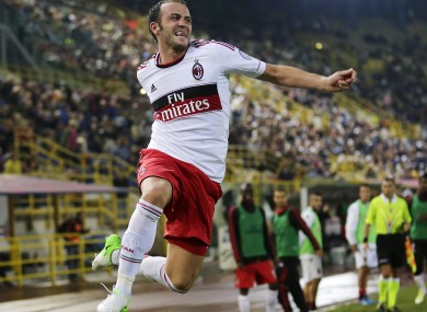 Giampaolo Pazzini celebrates after scoring against Bologna early this month.
