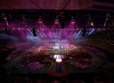 London's Olympic Stadium is lit up for the closing ceremony tonight.