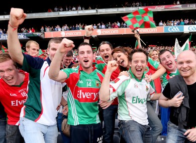 Mayo fans celebrating during their All-Ireland semi-final win over Dublin.