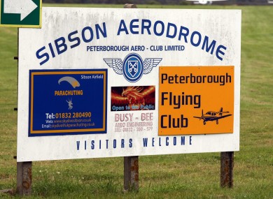 General view of the entrance to Sibson Aerodrome, near Peterborough, Cambridgeshire.