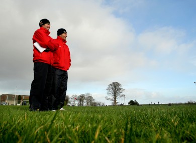 Team work: Mayo selector Tom Prendergast and manager James Horan watch on.