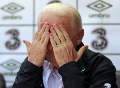 Ireland manager Giovanni Trapattoni at Gannon Park this afternoon.