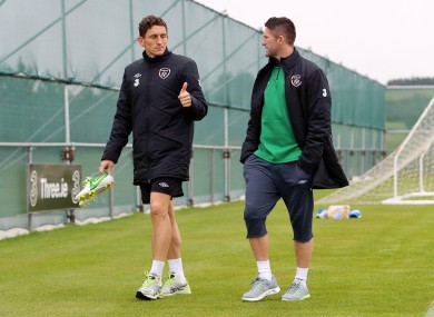 Keith Andrews and Robbie Keane who both sat out today's training session.