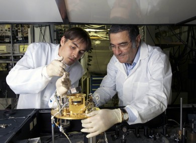 Serge Haroche (right) with his aide Igor Dotensko pictured in Paris in 2009