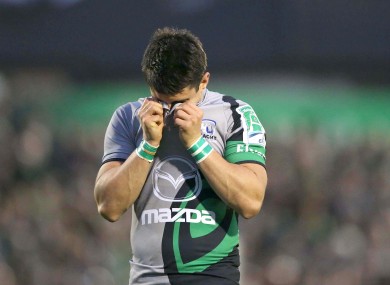 Connacht's Tiernan O'Halloran dejected.