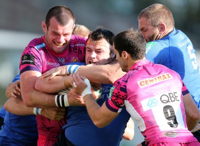 Tom 'the baby Bull' Hayes gets to grips with Cian Healy.