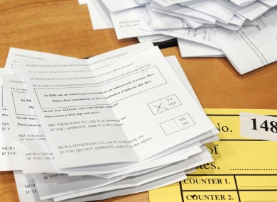 A yes vote in the Childrens Rights Referendum count at CityWest in Dublin this morning.