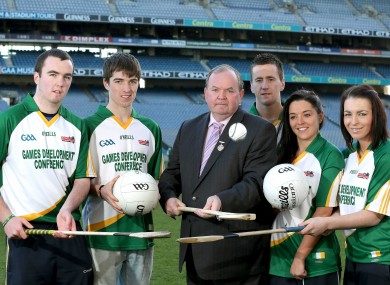 Liam O'Neill and Cillian O'Connor (centre) at the launch of the GAA Annual Games Development Conference Launch.
