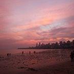 Indians stand on the Arabian Sea coast after sunset in Mumbai, India. (AP Photo/Rajesh Kumar Singh)