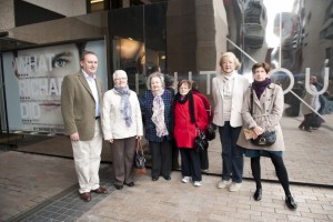 Ronan Tynan, Marian Finucane and Anne Daly with survivors of symphysiotomy outside the Lighthouse Cinema yesterday.