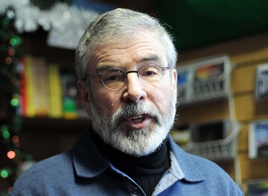 Gerry Adams speaking at the Sinn Fein bookstore in Dublin regarding the decision to table a motion of no confidence.