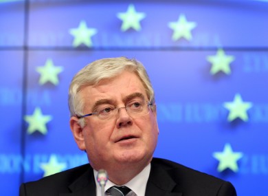 Eamon Gilmore at the European Council building in Brussels.