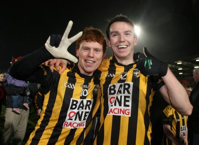 Kyle Carragher and Tony Kernan of Crossmaglen celebrate at the end of the game.