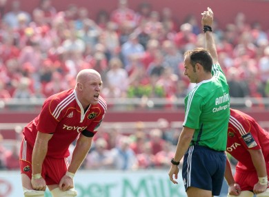 Paul O'Connell absorbs a Poite decision in 2011.