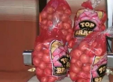 Spuds on a plane: Some of the stand-in potatoes on a Boeing test