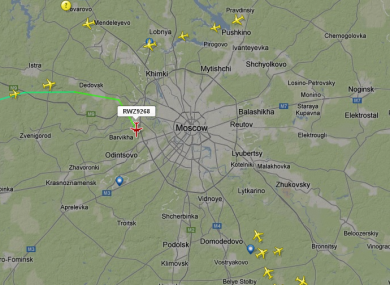 The Red Wings flight, seen on flight radar as it approached Vnukovo airport.