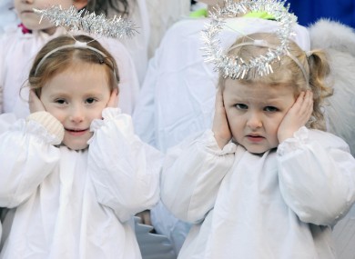 Children dressed as angels on the steps of the Mansion House at the opening of the annual Irish Farmers Association live crib earlier this week.