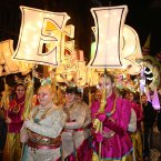 Performers from LUXE art group walk through the streets of Dublin during the Procession of Light as part of the NYE Dublin Festival. (Photo: Wanderley Massafelli/Photocall Ireland)