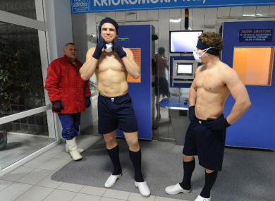 Welsh centre Jamie Roberts at a Polish cryo-chamber.