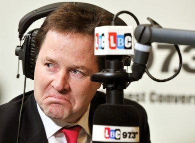 Nick Clegg on LBC radio in London today