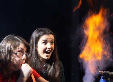 Laura Meade and 16-year-old Naoise O'Driscoll at the BT Young Scientist exhibition earlier this week