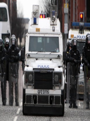 Police in riot gear on Saturday