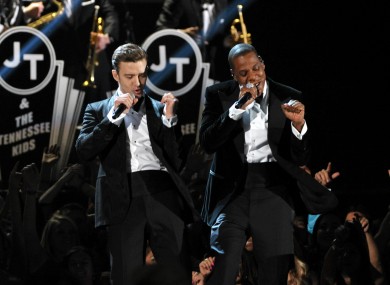 Justin Timberlake and Jay-Z on stage